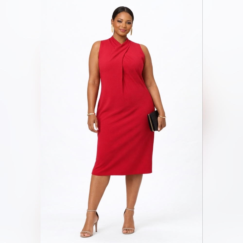 RACHEL Rachel Roy Red Midi Sheath Dress 16W Plus NWT